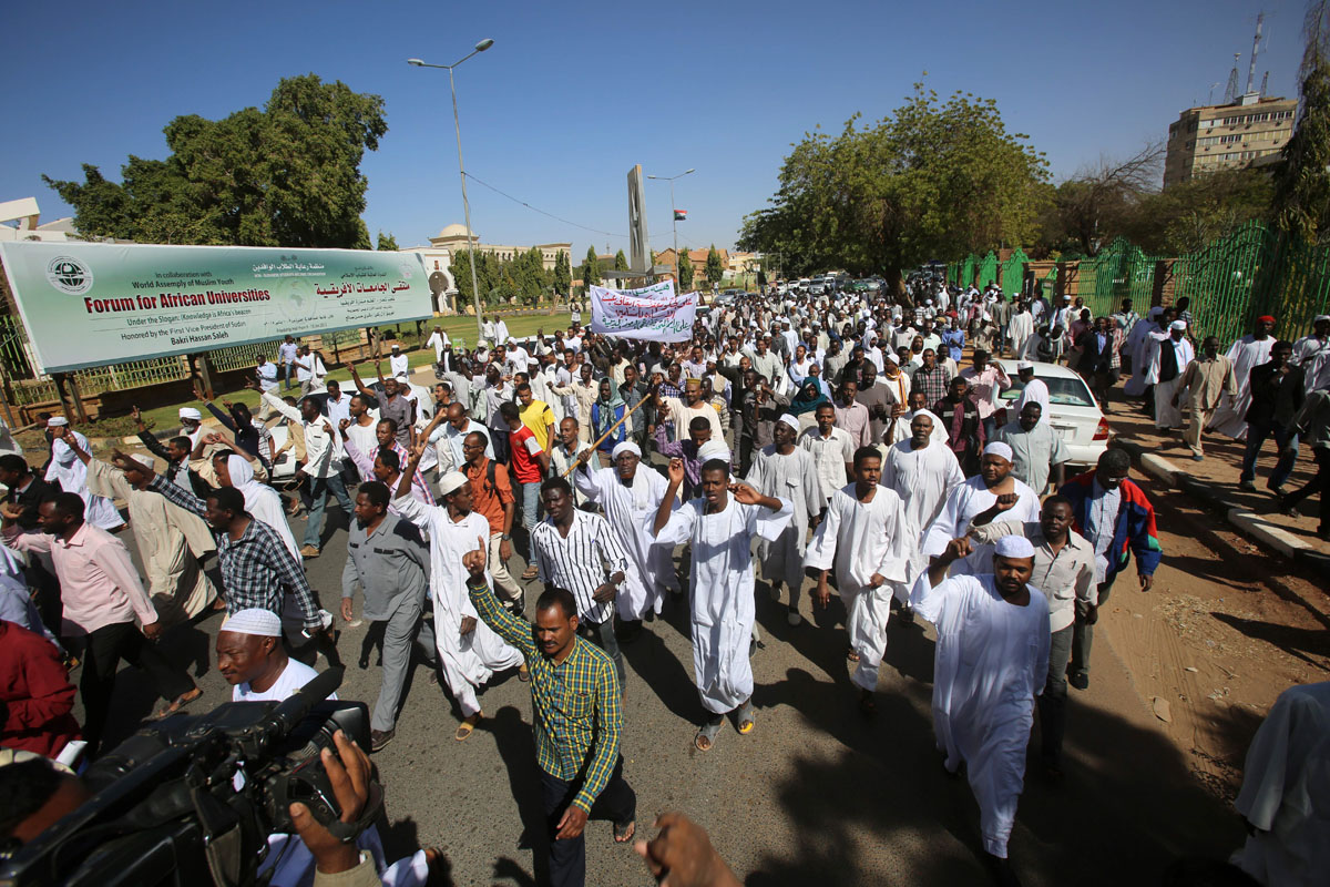 sudanese take part in a demonstration against french satirical weekly charlie hebdo for publishing a sacrilegious cartoon on january 16 2015 after friday prayers in the capital khartoum photo afp