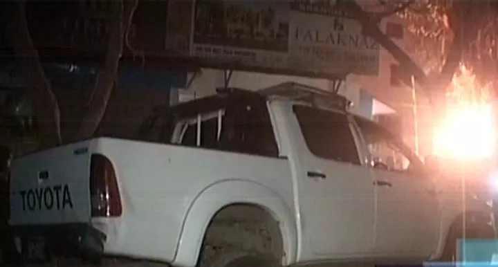 express news screen grab of the double cabin car which came under attack express news screen grab of the double cabin car which came under attack