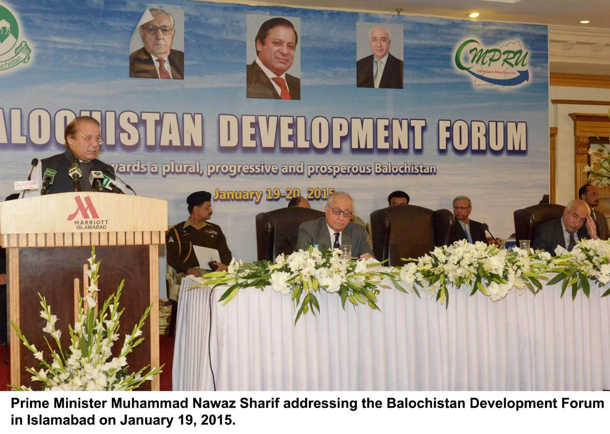 balochistan chief minister abdul malik baloch r at the balochistan development forum in islamabad on monday photo pid