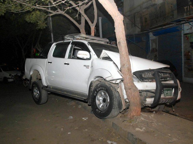 the double cabin vehicle that came under attack on sunday night photo mohammad noman expres