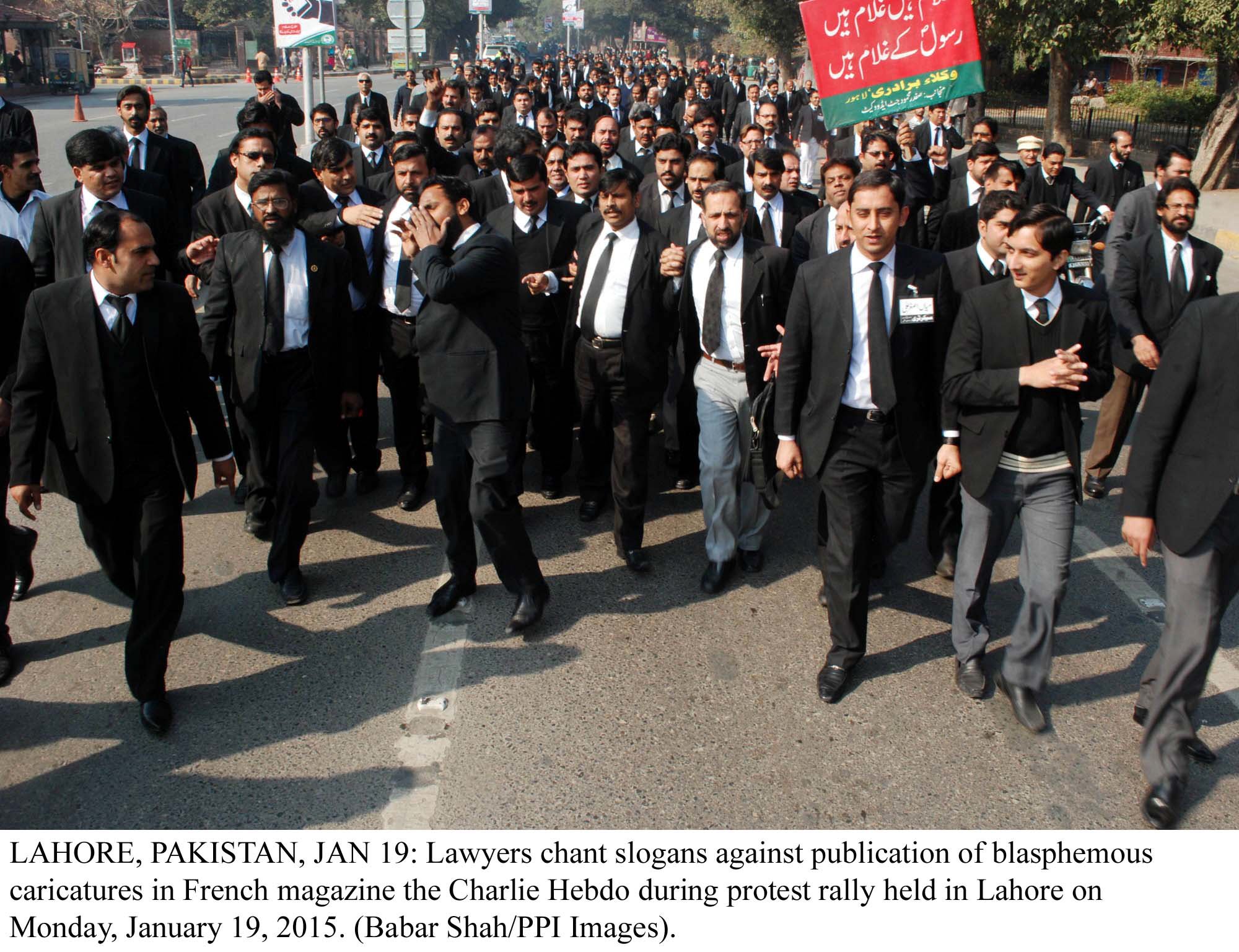 lawyers in lahore stage a rally against charlie hebdo photo ppi