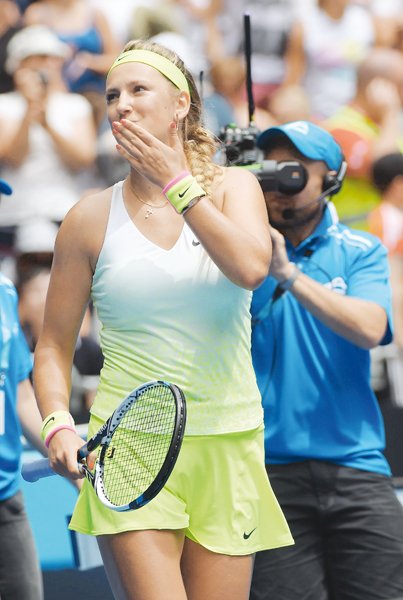 two time australian open champion victoria azarenka regarded as the most dangerous unseeded player cruised through to the second round after dominating american sloane stephens 6 3 6 2 photo afp