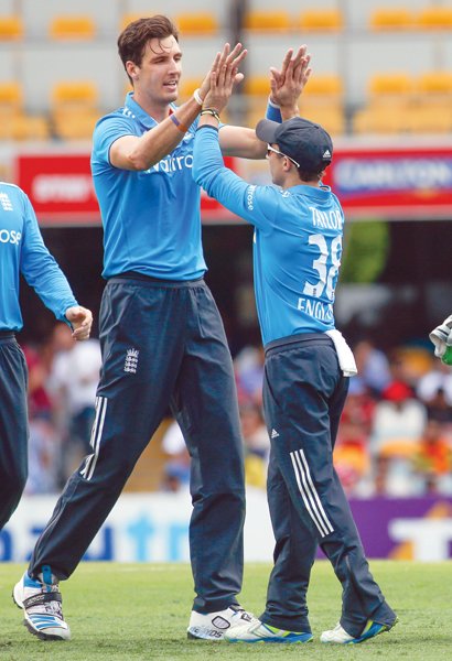 england bowler steven finn recorded his career best figures as he took five wickets for 33 runs to complete his first five wicket haul in 49 odis for england photo afp