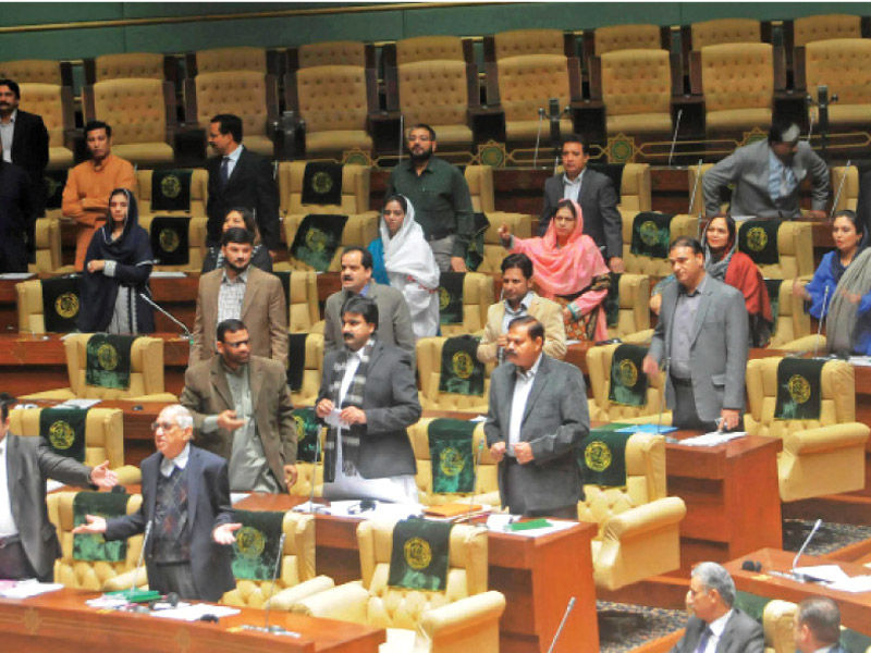 mqm and pml f parliamentarians upset over the worsening law and order situation in karachi and the government s approach to the sugarcane crisis respectively walked out of the sindh assembly session held on wednesday photo rashid ajmeri express