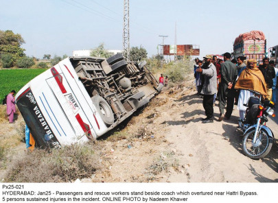 reckless driving six injured as coach overturns in hyderabad reckless driving six injured as coach overturns in hyderabad