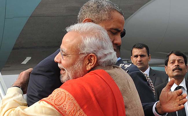 barack obama and narendra modi hug it out in new delhi photo afp