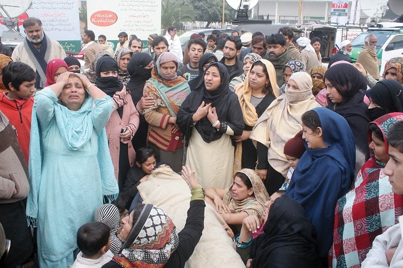 the victim s family members gathered on the mall and protested the murder photo abid nawaz