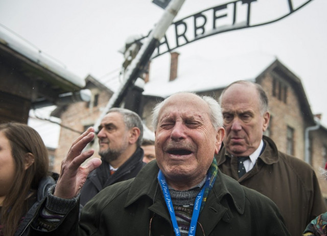 holocaust survivor mordechai ronen is overcome by emotions standing next to the president of the world jewish congress ronald lauder r as he arrives at the former auschwitz concentration camp in oswiecim on january 26 2015 photo afp holocaust survivor mordechai ronen is overcome by emotions standing next to the president of the world jewish congress ronald lauder r as he arrives at the former auschwitz concentration camp in oswiecim on january 26 2015 photo afp