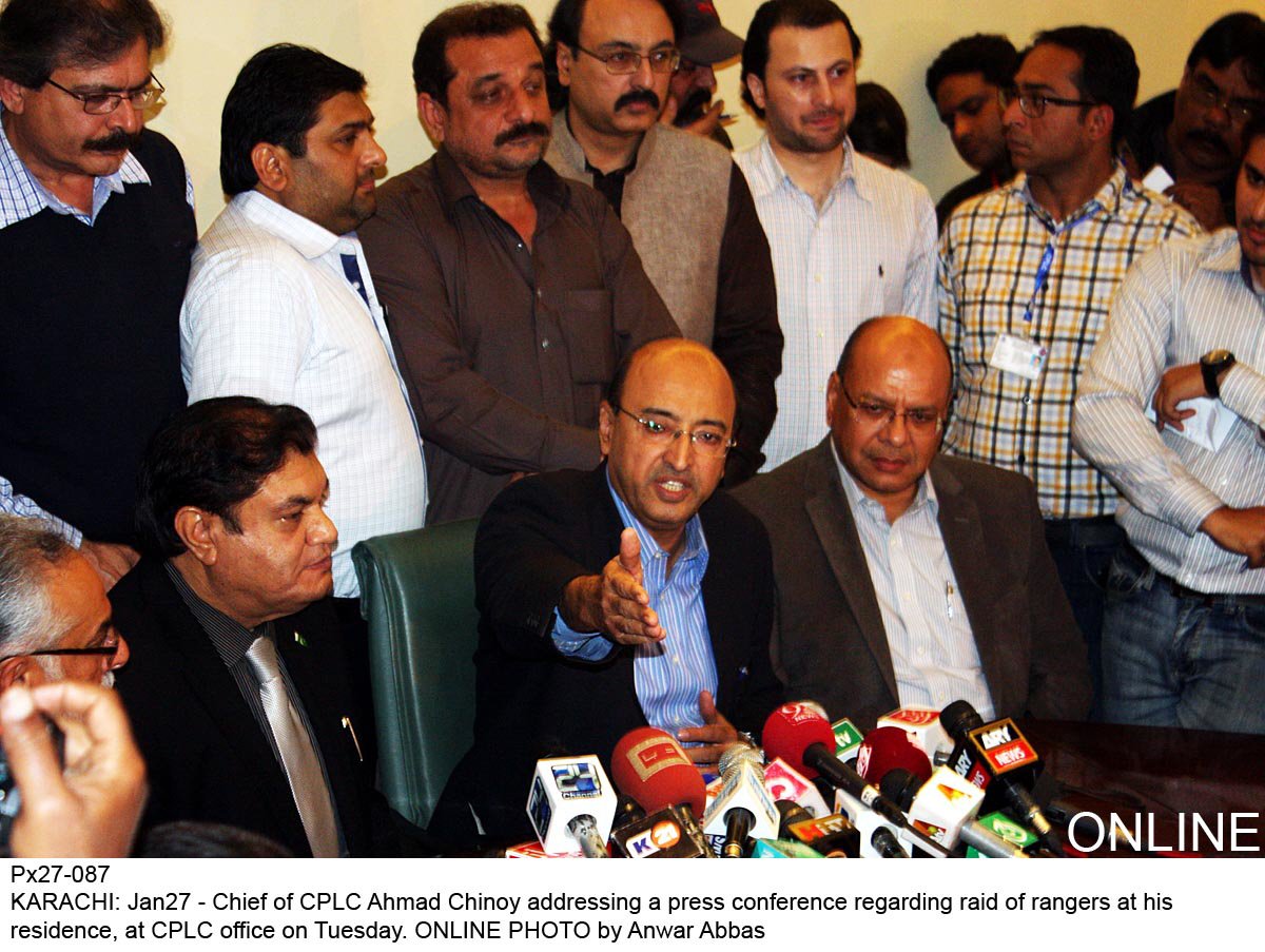 cplc chief ahmed chinoy addressing a press conference in karachi on tuesday photo online