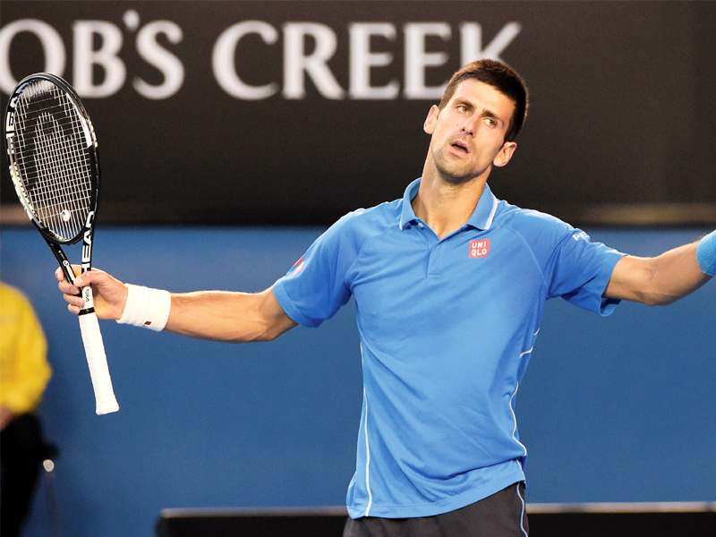 it was djokovic s toughest match of the tournament and his serve was broken five times in another titanic duel with the swiss world number four photo afp
