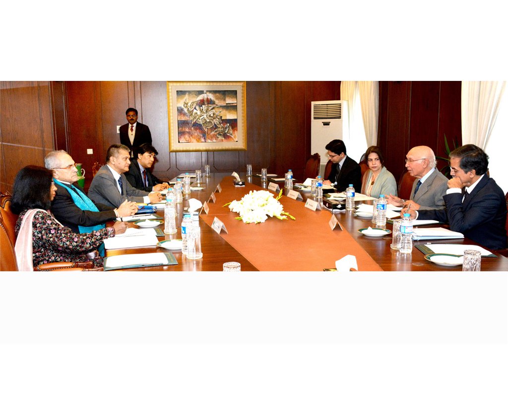 sartaj aziz in a meeting with chair of the united nations high level independent panel on peace operations jose ramos horta on monday february 2 2015 photo pid