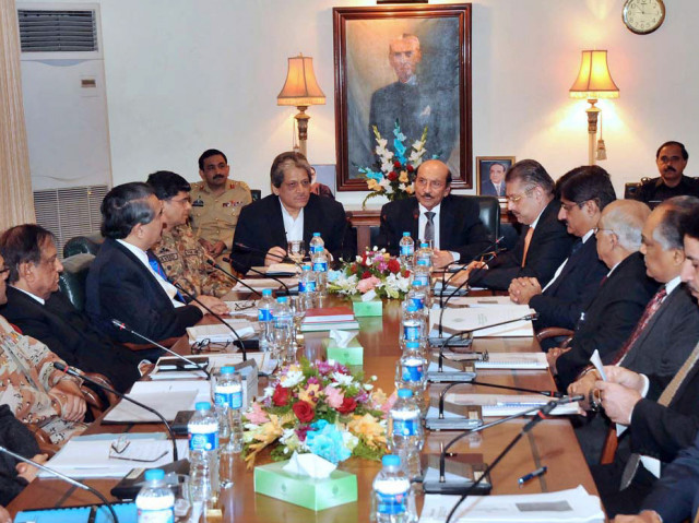 sindh chief minister qaim ali shah and governor dr ishratul ibad chairing the apex committee meeting in karachi to review the law and order situation at cm house in karachi photo app sindh chief minister qaim ali shah and governor dr ishratul ibad chairing the apex committee meeting in karachi to review the law and order situation at cm house in karachi photo app