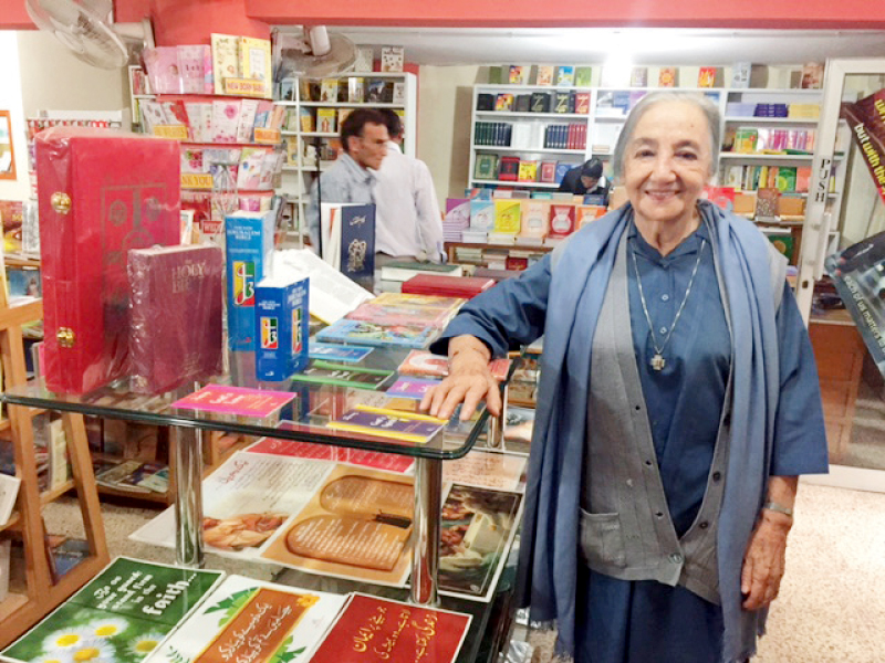 sister daniela baronchelli runs the small daughters of st paul bookshop in the heart of saddar welcoming adherents of all faiths to browse through the books on display photo athar khan express