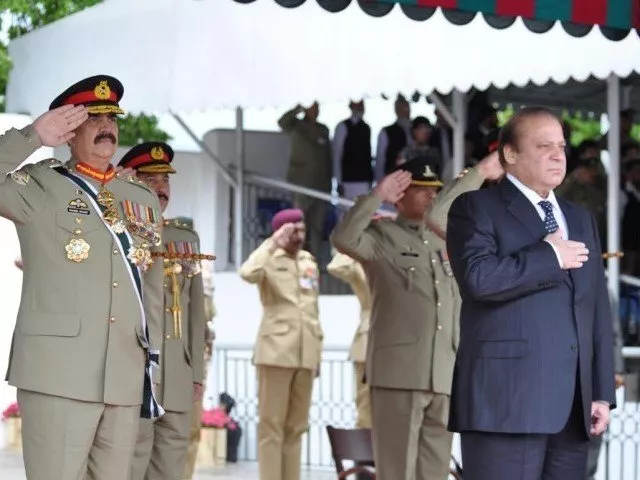 prime minister nawaz sharif and chief of army staff general raheel sharif saluting the national flag at pakistan military academy kakul photo ispr prime minister nawaz sharif and chief of army staff general raheel sharif saluting the national flag at pakistan military academy kakul photo ispr