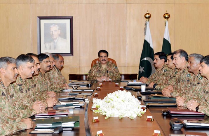 dg isi dg ispr corps commanders were in attendance to discuss security situation photo inp