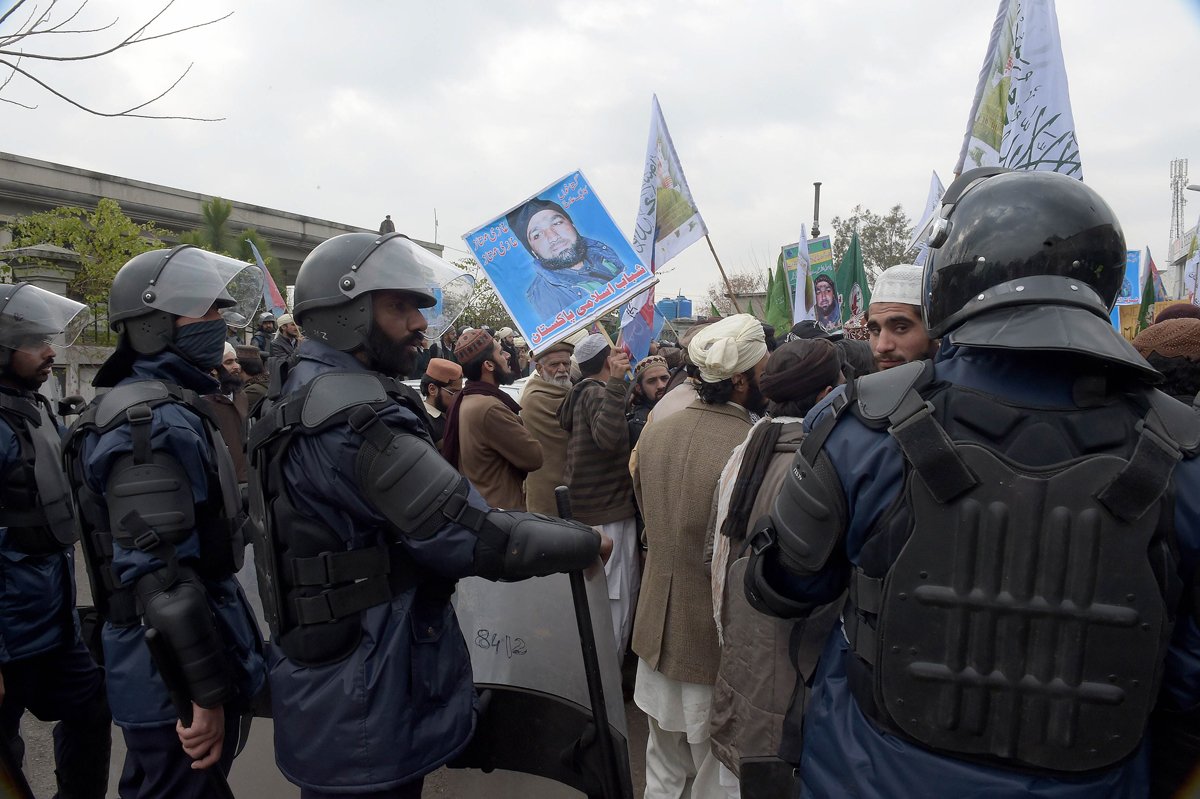 during the proceeding qadri 039 s supporters gathered outside the court to express solidarity photo afp