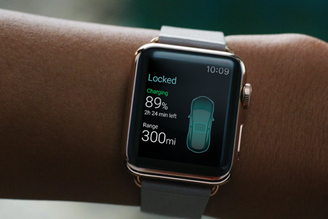 the prototype app shows how a user might be able to control some of the basic functions of a tesla model s from the touchscreen of the apple watch photo eleks the prototype app shows how a user might be able to control some of the basic functions of a tesla model s from the touchscreen of the apple watch photo eleks