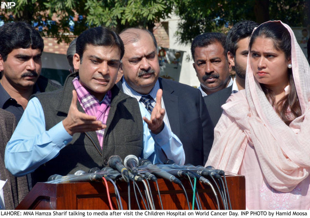 mna hamza sharif talking to media after visit to the children hospital on world cancer day photo inp