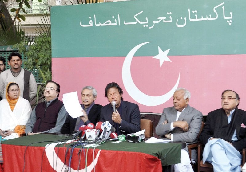 imran khan addresses a news conference in islamabad on wednesday photo agha mehroz express