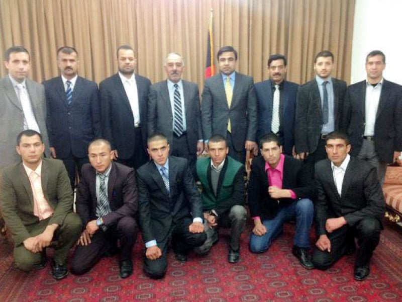 afghan army cadets with ambassador janan mosazai in islamabad photo express