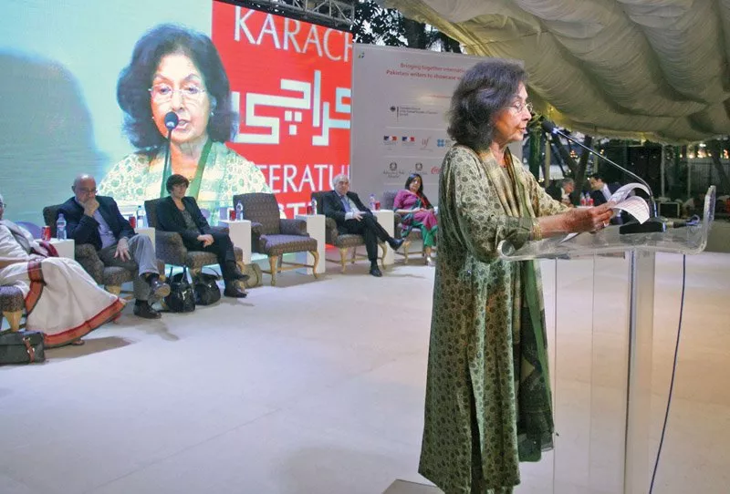 nayantara sehgal gives keynote speech on the first day of the 6th karachi literature festival on friday at beach luxury photo athar khan express nayantara sehgal gives keynote speech on the first day of the 6th karachi literature festival on friday at beach luxury photo athar khan express