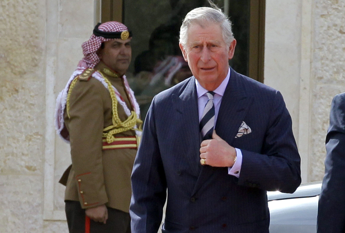 britain 039 s prince charles c prince of wales arrives at the royal palace before a meeting with jordan 039 s king abdullah ii in amman on february 8 2015 photo afp