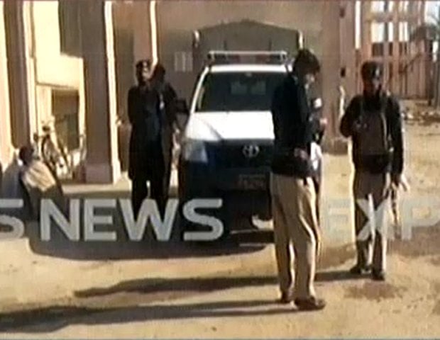 express news screen grab of policemen at the attack site