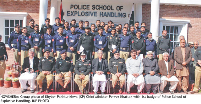 cm khattak and igp durrani with the first batch of the school photo inp cm khattak and igp durrani with the first batch of the school photo inp