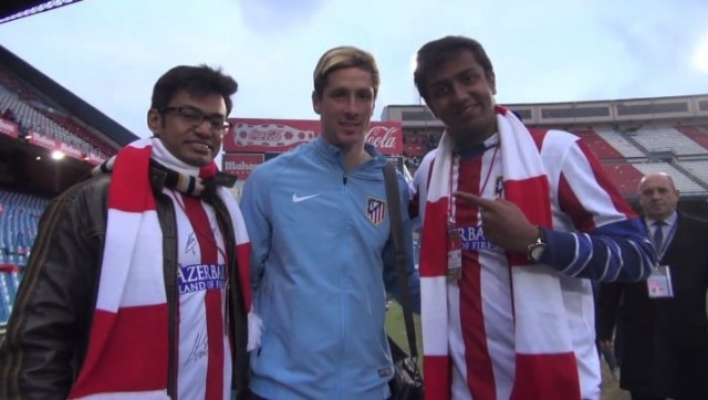 screengrab from a video posted on the facebook page of atletico madrid of dhananjay yadav fernando torres and mayank yadav screengrab from a video posted on the facebook page of atletico madrid of dhananjay yadav fernando torres and mayank yadav