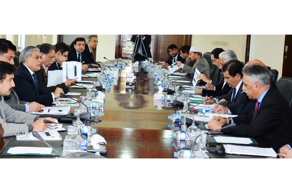 finance minister ishaq dar l chairing the meeting of the cabinet committee on privatisation photo pid