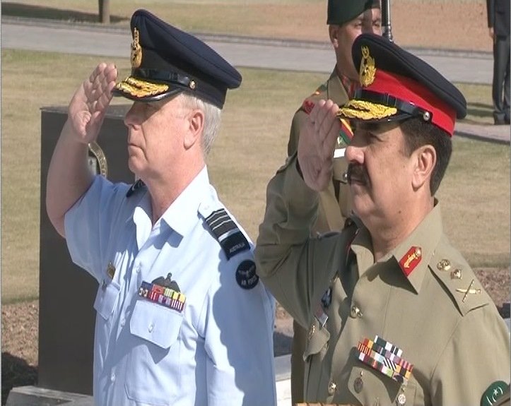 screengrab of army chief general raheel sharif and australian chief of defence force air chief marshal mark binskin