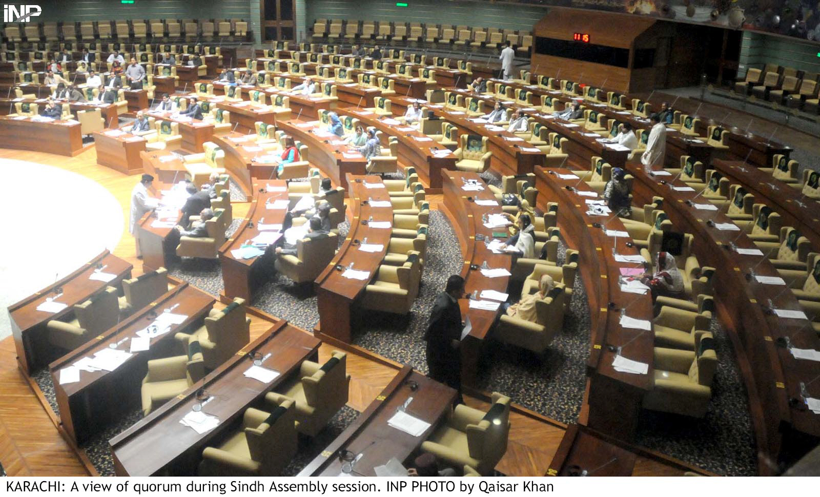 the sindh assembly currently has 167 members the 168th seat has been vacant since pakistan muslim league nawaz pml n mpa irfanullah marwat was disqualified by the election tribunal photo inp