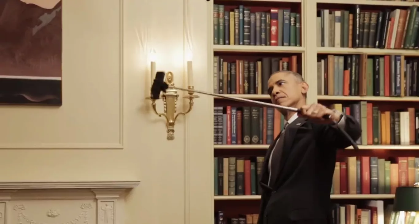 obama takes a picture with the selfie stick in the video photo buzzfeedvideo obama takes a picture with the selfie stick in the video photo buzzfeedvideo