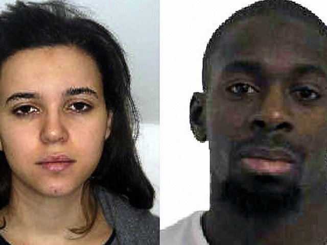 this combination of images released by the french police shows hayat boumeddiene l and amedy coulibaly r suspected of being involved in the killing of a policewoman in montrouge on january 8 photo afp