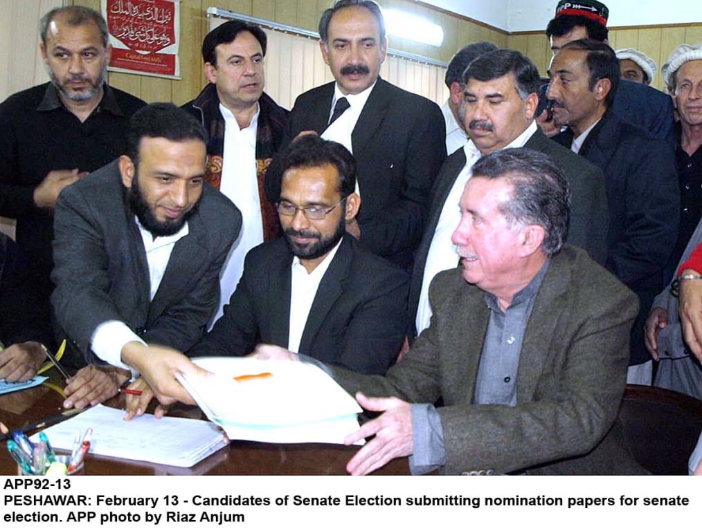 of the total forms 13 have been filed by candidates belonging to the pakistan peoples party ppp 12 by those of the muttahida qaumi movement mqm two by pakistan muslim league   functional pml f and one by paksitan muslim league   nawaz pml n photo app