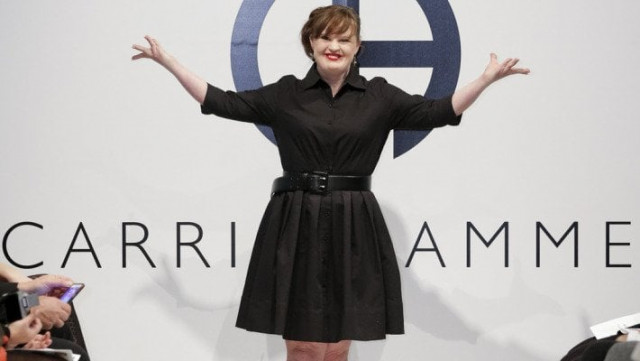 jamie brewer catwalks at the new york fashion week 2015 photo afp jamie brewer catwalks at the new york fashion week 2015 photo afp
