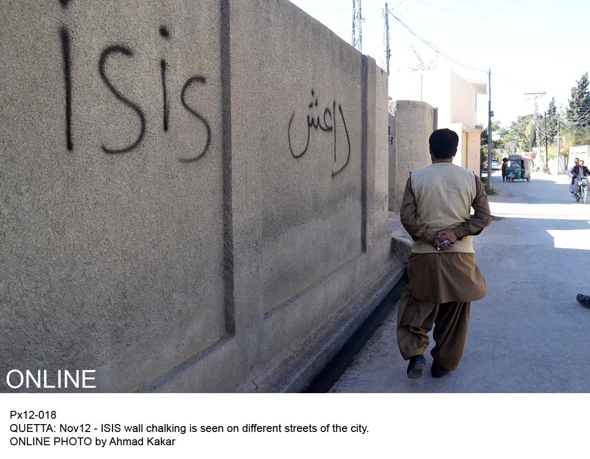 the first wall chalking in the region welcoming the self proclaimed caliphate was spotted in gilgit back in november photo online