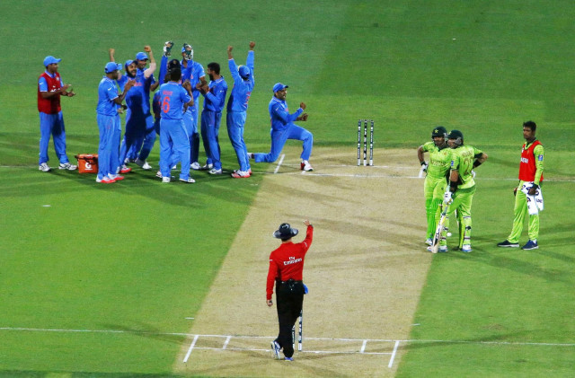 members of india 039 s cricket team celebrate after an electronic review confirmed the dismissal of pakistan 039 s batsman umar akmal 3rd r caught by wicket keeper mahendra dhoni during their cricket world cup match in adelaide february 15 2015 photol reuters members of india 039 s cricket team celebrate after an electronic review confirmed the dismissal of pakistan 039 s batsman umar akmal 3rd r caught by wicket keeper mahendra dhoni during their cricket world cup match in adelaide february 15 2015 photol reuters
