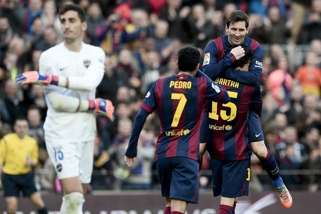 messi teed up neymar for the opener to become la liga s all time highest assist maker and then took over scoring duties himself with a treble to push his all time la liga tally to 269 goals photo afp messi teed up neymar for the opener to become la liga s all time highest assist maker and then took over scoring duties himself with a treble to push his all time la liga tally to 269 goals photo afp