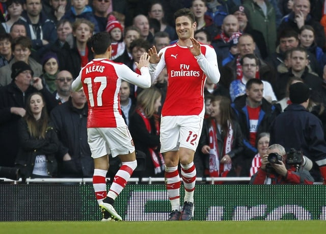 giroud hit two goals in two minutes just before the half hour with wenger especially pleased with the manner of the goals photo afp giroud hit two goals in two minutes just before the half hour with wenger especially pleased with the manner of the goals photo afp