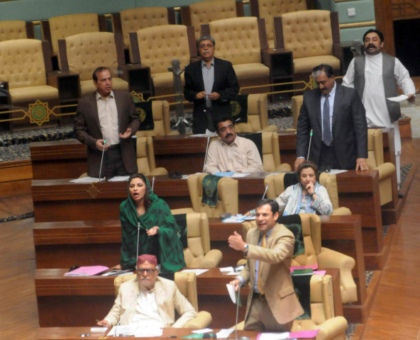 opposition members speak during the sindh assembly session in karachi on monday february 16 2015 photo rashid ajmeri express opposition members speak during the sindh assembly session in karachi on monday february 16 2015 photo rashid ajmeri express