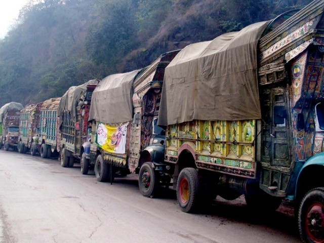 the cross loc truck service was suspended after the alleged recovery of narcotics in a truck from ajk in indian administered kashmir on february 3 photo afp