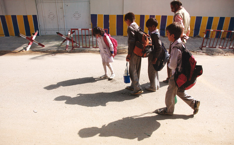 unidentified men hurled grenades at the beacon light academy in gulshan e iqbal on the morning of february 3 with schools facing threats kyi provided a forum where children could discuss how to counter violence with police officials photo file