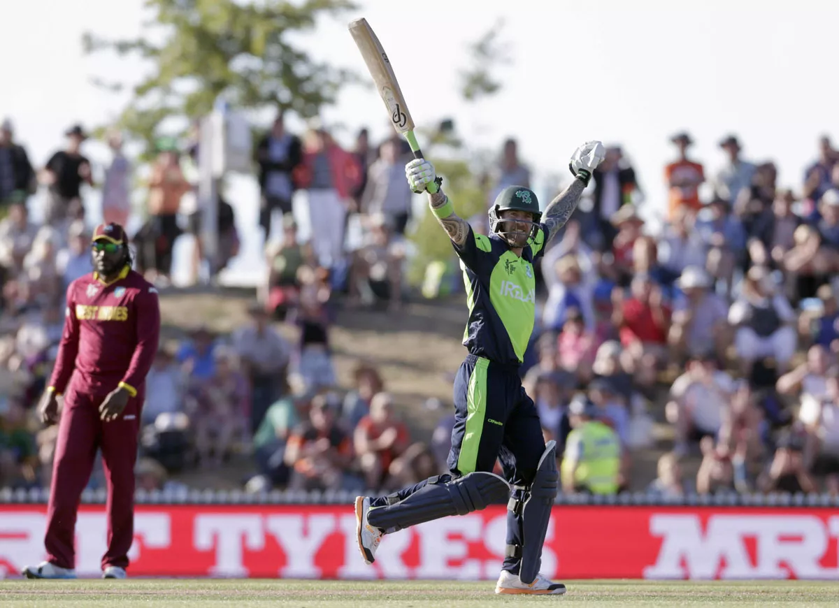 ireland 039 s john mooney celebrates hitting the winning runs as they beat the west indies for the first time in their cricket world cup match in nelson february 16 2015 paul stirling and ed joyce came agonisingly close to centuries but still helped ireland cause the first upset of the 2015 cricket world cup with a four wicket victory over west indies at saxton oval in nelson on monday photo reuters ireland 039 s john mooney celebrates hitting the winning runs as they beat the west indies for the first time in their cricket world cup match in nelson february 16 2015 paul stirling and ed joyce came agonisingly close to centuries but still helped ireland cause the first upset of the 2015 cricket world cup with a four wicket victory over west indies at saxton oval in nelson on monday photo reuters