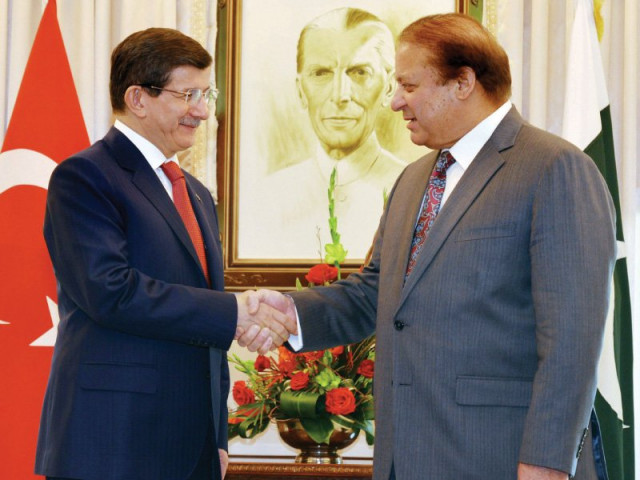 prime minister nawaz sharif greets his turkish counterpart ahmet davutoglu in islamabad photo afp prime minister nawaz sharif greets his turkish counterpart ahmet davutoglu in islamabad photo afp