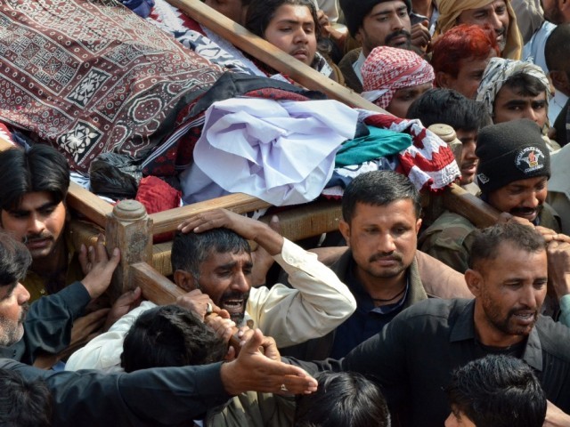 led by members of the shuhda committee the families started their march from shikarpur on sunday afternoon photo afp