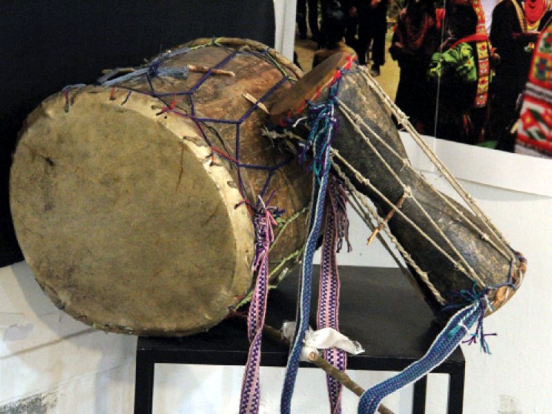asfar hussain s display featured instruments used in traditional kailasha music photo ayesha mir express