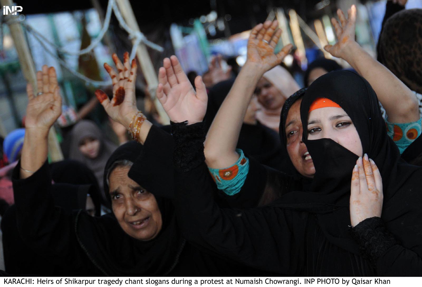 heirs of shikarpur attack victims protest in karachi on wednesday photo anp