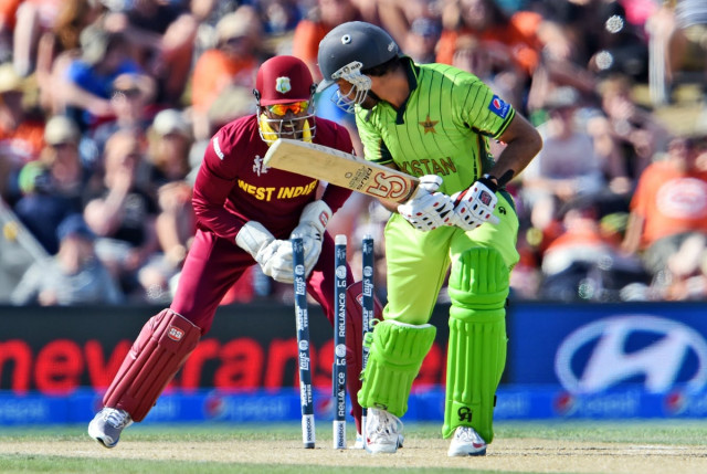 sohaib maqsood looks back after an attempted stumping on saturday photo afp sohaib maqsood looks back after an attempted stumping on saturday photo afp