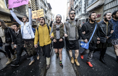 turkish men in miniskirts march for women rights